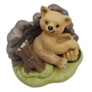 Woodland Surprises Bear Porcelain Figurine - 2.5" Franklin 1984